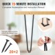 Buy Hairpin Table Legs 4 PCS Furniture Legs 406mm Solid Steel Load Capacity 227kg Office Legs 2 Rods with Screws and Protective Skids for Home Office Dining Room, Black