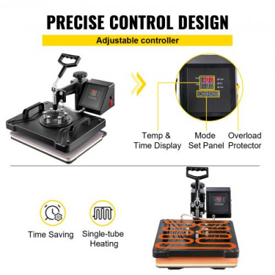 Máquina de transferencia de prensa de calor 5 en 1 de 12 x 15 pulgadas con cortador de vinilo de 34 pulgadas, equipo de máquina de trazado, impresora de arte, sublimación (34”/87 mm)