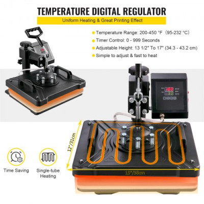 VEVOR 5 En 1 Prensa de Calor 38 x 30 cm Máquina de Transferencia de Calor Multifuncional Máquina de Sublimación para Camisetas Tazas Prensa Térmica