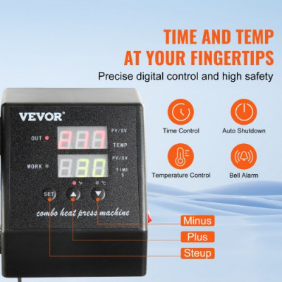 VEVOR 8 en 1 Prensa Térmica de Calor Máquina de Transferencia de Calor de Tazas de 38 X 30 cm Máquina de Sublimación de Calor con Pantalla Led Digital