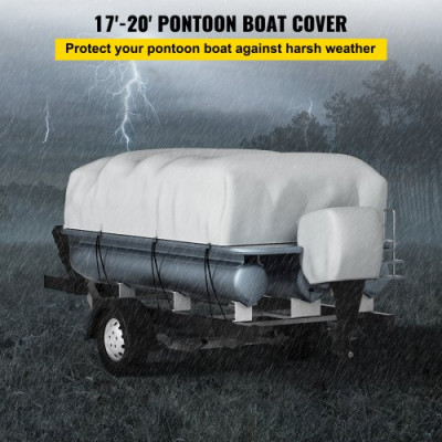 Fundas para Barco de 17-20 Pies Cubierta del Barco Tela Oxford 600D Cubierta de Barco Impermeable 6,2 x 3,6 m Cubiertas de pontón Exterior de Poste 137 cm Cubierta Protectora del Motor