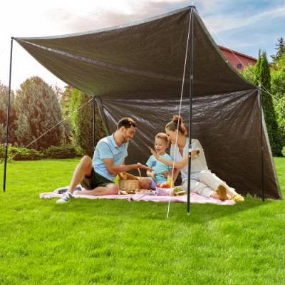 VEVOR Lona Protectora para Exteriores 304,8x365,76 cm Lona Impermeable de Polietileno de 10 mils, Resistente a los Rayos UV y a la Temperatura con Ojales Reforzados, Alta Durabilidad, Plateado/Marrón