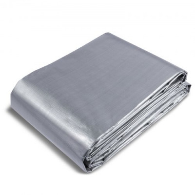 VEVOR Lona Protectora para Exteriores 304,8x365,76 cm Lona Impermeable de Polietileno de 10 mils, Resistente a los Rayos UV y a la Temperatura con Ojales Reforzados, Alta Durabilidad, Plateado/Marrón