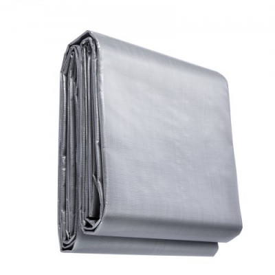 VEVOR Lona Protectora para Exteriores 304,8x365,76 cm Lona Impermeable de Polietileno de 10 mils, Resistente a los Rayos UV y a la Temperatura con Ojales Reforzados, Alta Durabilidad, Plateado/Marrón