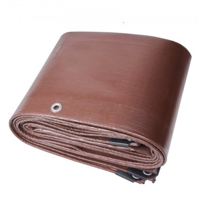 VEVOR Lona Protectora para Exteriores 304,8 x 365,76 cm Lona Impermeable de Polietileno de 16 mils, Resistente a los Rayos UV y a la Temperatura con Ojales Reforzados, Alta Durabilidad, Marrón