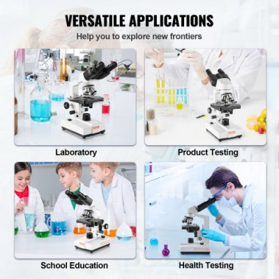 VEVOR Microscopio Compuesto Biocular 40X-2500X con Biología de Etapa de 2 Capas