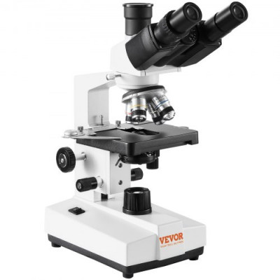 VEVOR Microscopio Compuesto Trinocular Microscopio Biológico 40X-5000X Enfoque Fino y Grueso de Precisión con Interfaz de Etapa 2 Capas para Computadora o Monitor Externo Investigación Educativa