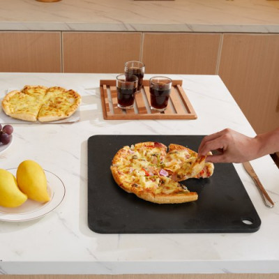 VEVOR Acero para pizza, placa de acero para pizza de 16 x 14.5 x 3/8 pulgadas para horno, piedra para hornear pizza de acero al carbono previamente sazonada con 20 veces más conductividad, sartén de