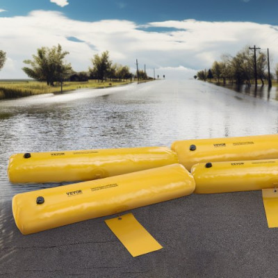 VEVOR Bolsa Anti Inundaciones 4 Piezas Barrera Alternativa de Protección contra Inundaciones Portátil y Fácil de Usar y Guardar para Hogar, Entrada, Patio, Camino de Entrada 122 x 25 x 17 cm Amarillo