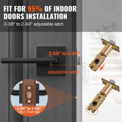 VEVOR Manija de Puerta 1 Unidad Manija de Puerta sin Cerradura Tirador Reversible Derecha-Izquierda Apertura con Rotación de 45° Mango de Aleación de Zinc de 118x23x55 mm para Pasillo Sala Oficina