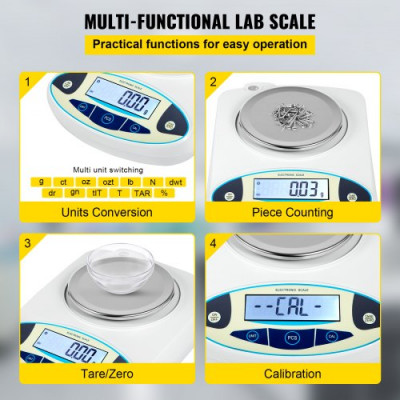 VEVOR Balanza Analítica Digital de Laboratorio de Alta Precisión ≤ 3 seg Balanzas Analíticas de Laboratorio 0,01g X 500g Balanza Digital en Universidad Empresa Industrias Joyerías Estudio Académico