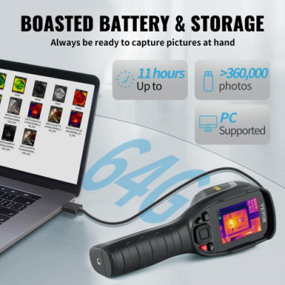 Cámara Termográfica Infrarrojos Portátil Resolución 240x180 píxeles Cámara de Imágenes Térmicas por Infrarrojos Rango de Temperatura de -20 a 450 Centígrados Cámara Termográfica Digital 64G