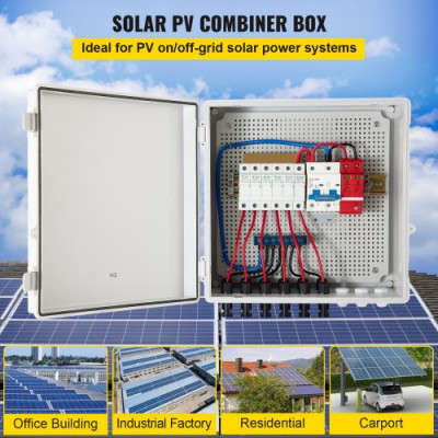 Caja Combinadora PV 15A 6 Circuitos Plástico IP65 para Kit de Panel Solar