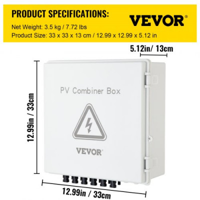 Caja Combinadora PV 15A 6 Circuitos Plástico IP65 para Kit de Panel Solar