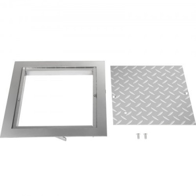 Tapa para Arqueta 50 x 50 cm Tapa Pozo de Placa de Acero Galvanizado, Marco de 57 x 57 cm Cubierta Adecua Cisterna Tapa de Cisterna con Altura de 4 cm y Color Plata, para Piso Interior de Barco