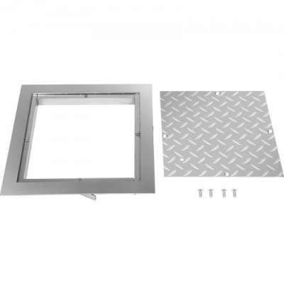 Tapa para Arqueta 60 x 60 cm Tapa Pozo de Placa de Acero Galvanizado, Marco de 67 x 67 cm Cubierta Adecua Cisterna Tapa de Cisterna con Altura de 4 cm y Color Plata, para Piso Interior de Barco