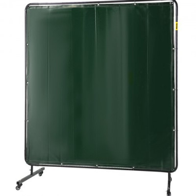 Cortina de Soldadura 183 x 183 cm Cortina de Protección para Soldadura con 4 Ruedas, Material de Vinilo Resistente a Llamas, Cortina de Soldar con Alta Protección UV contra Chispas, Color Verde