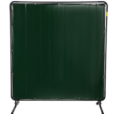 Cortina de Soldadura 183 x 183 cm Cortina de Protección para Soldadura con 4 Ruedas, Material de Vinilo Resistente a Llamas, Cortina de Soldar con Alta Protección UV contra Chispas, Color Verde