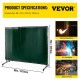 Buy Welding Curtain 183x244 cm Welding Protection Curtain with 4 Wheels, Flame Resistant Vinyl Material Welding Curtain with High Spark Protection, Dark Green