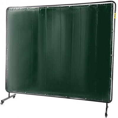 Cortina de Soldadura 183x244 cm Cortina de Protección para Soldadura con 4 Ruedas, Material de Vinilo Resistente a Llamas Cortina de Soldar con Alta Protección contra Chispas, Color Verde Oscuro