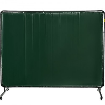 Cortina de Soldadura 183x244 cm Cortina de Protección para Soldadura con 4 Ruedas, Material de Vinilo Resistente a Llamas Cortina de Soldar con Alta Protección contra Chispas, Color Verde Oscuro