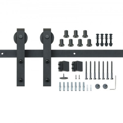 VEVOR Kit de Herrajes Rieles para Puerta Corredera de granero 300 cm Forma de J