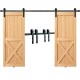 Koop Schuifdeur Hardware Kit 244cm schuifdeurrail voor dubbele deuren Breedte 1,12-1,32m Dikte 32-45mm Belasting 150kg J-vorm Stille katrol voor thuis