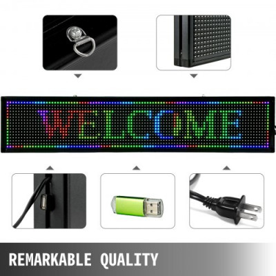 VEVOR Letrero De Desplazamiento Led Mensaje 100 X 20 Cm 2 Modos Para Publicidad