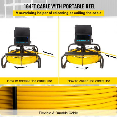 Endoscopio de Tubería de Cables 50M Cámara de Inspección de Drenaje de Tubería con Batería 8500mAh 6 Luces Led Tubería Industrial Alcantarillado