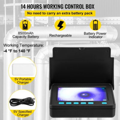 Endoscopio de Tubería de Cables 50M Cámara de Inspección de Drenaje de Tubería con Batería 8500mAh 6 Luces Led Tubería Industrial Alcantarillado