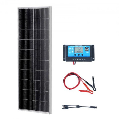 VEVOR Kit de Panel Solar Monocristalino 100 W Panel Solar Monocristalino 12 V con Controlador de Carga Módulo Fotovoltaico Monocristalino de Alta Eficiencia 23% IP68 a Prueba de Agua para RV, Barcos