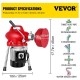 Buy Electric Drain Cleaner, 250W Drain Pipe Cleaning Machine, 230V Professional Drain Pipe Unclogging Machine 30m Length for Cleaning Bathroom Sewers