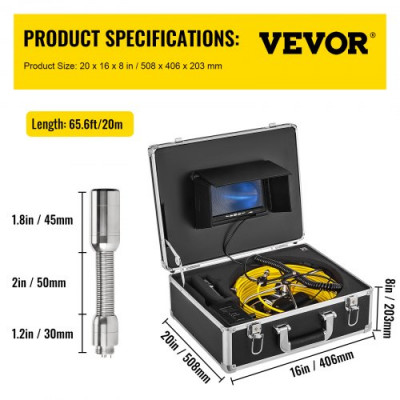 Cámara De Inspección De Tuberías Con Monitor Lcd De 7