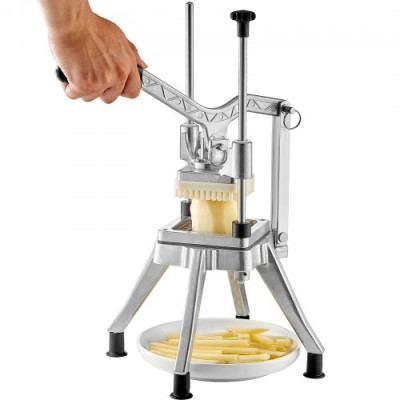 VEVOR Picadora Manual Profesional de Patatas Fritas Cortador Multifunción de Verduras 4 Cuchillas de Acero Inoxidable Cortador de 6 Cuartos Rodajas de Patata Palitos de Fruta para Cocinas Restaurantes