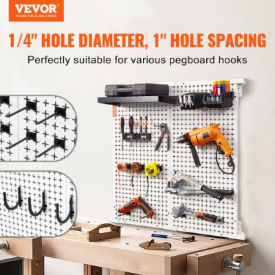 VEVOR Kit organizador de pared para garaje, tablero perforado, 2 uds., 814x814 mm, 150 kg