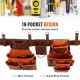 Buy Work Belt Tools with Suspenders 19 Pockets Adjustable Genuine Leather Waist Belt 736.6-1371.6mm for Carpenters Electricians Plumbers DIY Gardening, Brown