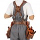 Buy Work Belt Tools with Suspenders 19 Pockets Adjustable Genuine Leather Waist Belt 736.6-1371.6mm for Carpenters Electricians Plumbers DIY Gardening, Brown