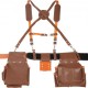 Buy Work Belt Tools with Suspenders 19 Pockets Adjustable Genuine Leather Waist Belt 736.6-1371.6mm for Carpenters Electricians Plumbers DIY Gardening, Brown