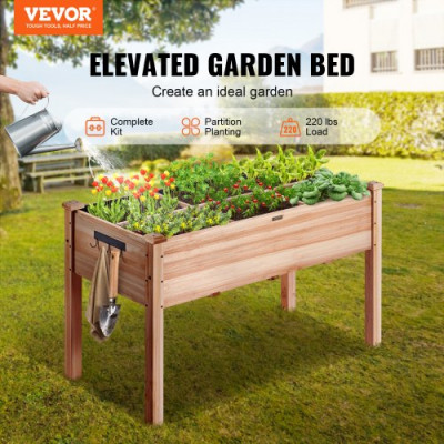 Cama de jardín elevada con madera de abeto 120x58x76cm para Flores Vegetales