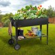 Buy Raised Garden Bed 108 x 49.5 x 80 cm Galvanized Metal Elevated Garden Bed for Growing Flowers Plants Herbs Urban Vegetable Garden for Garden Terrace Patio Balcony Black with Accessories