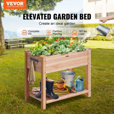 Cama de jardín elevada con madera de abeto 86x46x76cm para Flores Vegetales