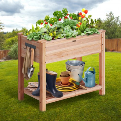 Cama de jardín elevada con madera de abeto 86x46x76cm para Flores Vegetales