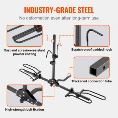 VEVOR Portabicicletas para 2 Bicicletas Portaequipajes con Enganche Capacidad de Carga Máxima de 36 kg Compatible con Receptores de 30/51 mm para Coches SUV Autocaravana Camión Viajes Desplazamientos
