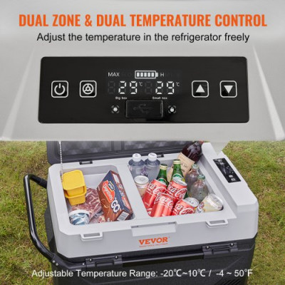 VEVOR Nevera Eléctrica Portátil de 53 L Nevera Camping de Viaje 12/24 V Cc 100-240 V Ca Nevera de Una Zona para Coche 0,6 kW.h Refrigerador Portátil