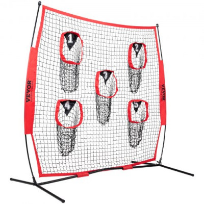 VEVOR Red de entrenamiento de fútbol americano portátil Red de pase de rugby de 246x250 cm con 5 bolsillos para objetivos Entrenador para mejorar la precisión del lanzamiento Quarterback Béisbol Fútbo