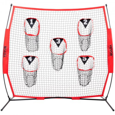 VEVOR Red de entrenamiento de fútbol americano portátil Red de pase de rugby de 246x250 cm con 5 bolsillos para objetivos Entrenador para mejorar la precisión del lanzamiento Quarterback Béisbol Fútbo