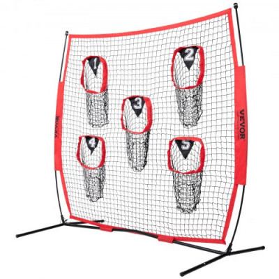 VEVOR Red de entrenamiento de fútbol americano portátil Red de pase de rugby de 246x250 cm con 5 bolsillos para objetivos Entrenador para mejorar la precisión del lanzamiento Quarterback Béisbol Fútbo