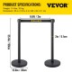 Buy Spacer Posts 8 pieces Height 90 cm Black Safety Barriers Spacer Post with 2 m Black Extendable Tape 4-Way Connection