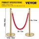 Comprar Postes separadores Fita extensível 8 peças Barreiras de segurança Altura 90 cm Poste separador dourado com corda de veludo vermelho de 1,5 m