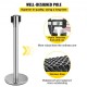 Buy Separator Posts 2 pieces Safety Barriers Height 90 cm Silver Separator Post with 2 m Black Extendable Tape 4-Way Connection